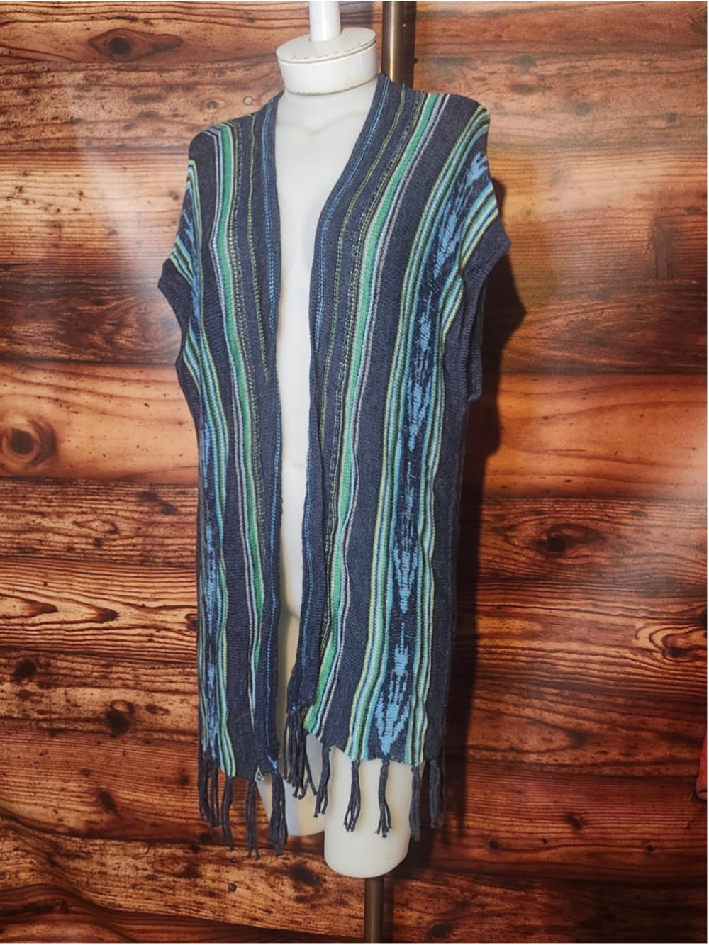 Chaps Denim Knit Vest with Fringe Women's M - Picture 1 of 4